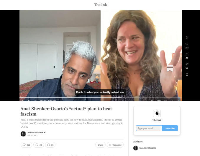 Anat Shenkar-Osario and Anand Giridharadas